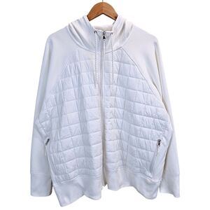 Old Navy Womens Quilted Zipper Front Dynamic Fleece Jacket 3X White Sporty Chic